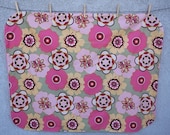 100 Organic Cotton Handmade Minky Baby Quilt with Pink Minky Dot Back 36 quot x 42 quot Pink Floral