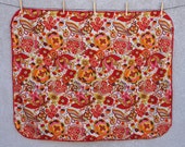 100 Organic Cotton Handmade Minky Baby Quilt with Fluffy Red Minky Back 36 quot x 42 quot Red Yellow Floral