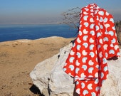 Generous, Oversized, Extra-Large 100 Cotton Red with Blue and White Bird Print Flannel Receiving Stroller Blanket 36 quot x 42 quot