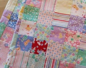100 Organic Cotton Handmade Patchwork Baby Quilt with Super Soft Pink Minky Dot Back 32 quot x 44 quot Assorted Vintage Prints