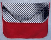 100 Organic Cotton Handmade Baby Quilt with Super Soft Red Fleece Back 36 quot x 42 quot Black White Geometric Print