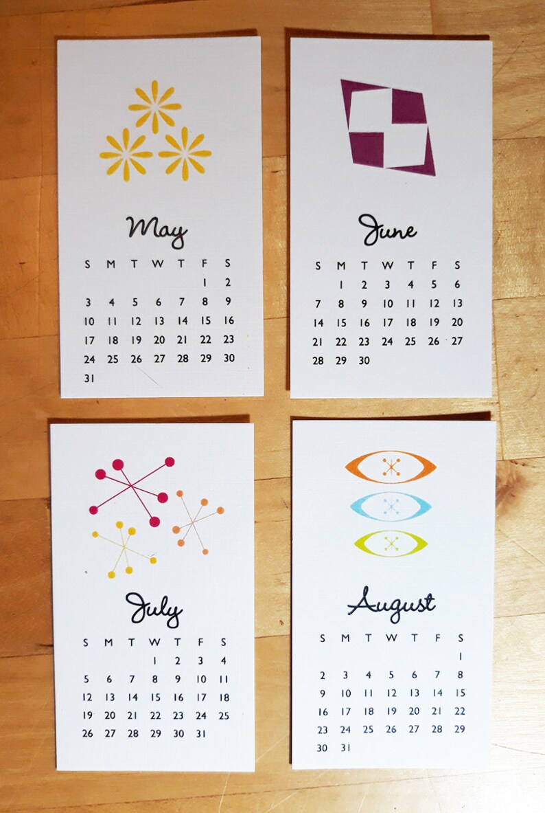 Set of 3 MCM 2024 Mini Calendars Etsy