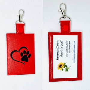 Heart Dog Paw ID Badge Holder (Vertical)