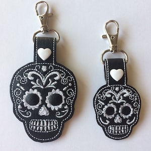 Small or Large Sugar Skull key chain with lobster clasp