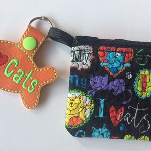 I LOVE CATS Zippered Bags, 4x4 or 5x7 image 2