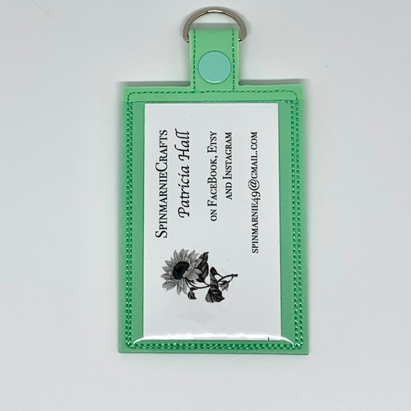 Light Mint Green Leather Like Vinyl ID Badge Holder (Vertical)