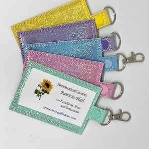 Light Pastel Glitter Faux Leather ID Badge Holder (Vertical)