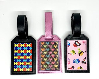 Applique Luggage Tag with strap