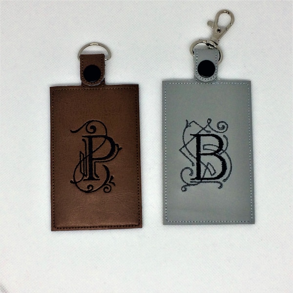 ID Badge Holder with Initial (Vertical)