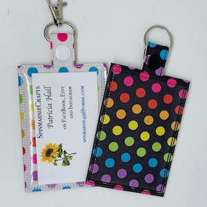 Rainbow Polka Dots ID Badge Holder (Vertical)
