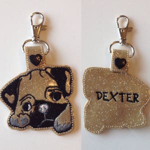Pug key chain, bag tag