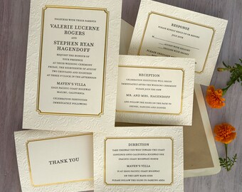 10 Personalised Champagne Red Rose Wedding Invitations Day /& Evening D18