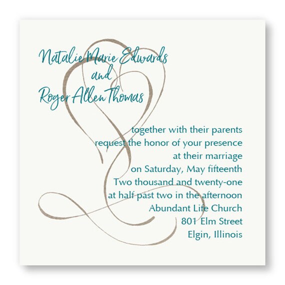 Double Hearts Wedding Invitation Suite Wedding Rsvp Cards Etsy