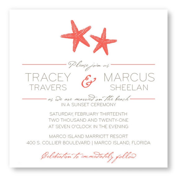 Starfish Beach Wedding Invitation Suite Wedding Rsvp Cards Envelopes More Av8418