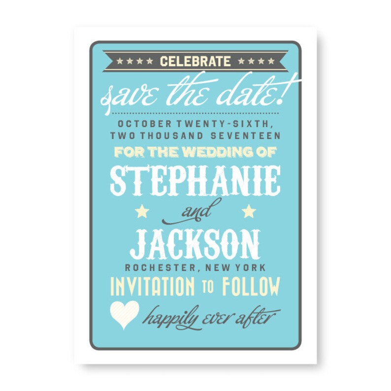 Vintage Fanfare Save the Date Announcement Card AA4652