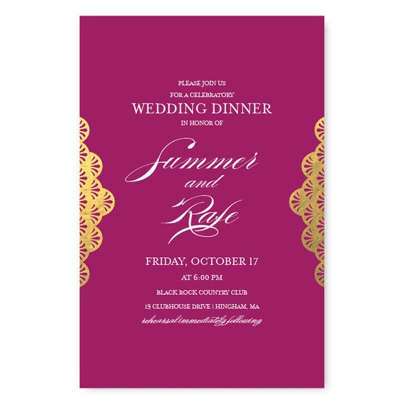 Casablanca Foil Rehearsal Dinner Invitations Set Of 10 Etsy