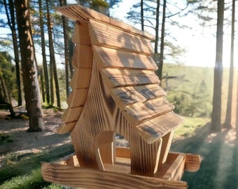 Hölzernes Vogelhaus Seed Feeder im Freien hängendes Vogelhaus handgemacht