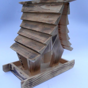 Mangeoire à graines en bois pour nichoir, maison d'oiseau suspendue extérieure faite main image 8