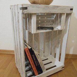 Shabby Chic Cupboard Night Table Apple Crate Distressed Display Stand Handmade