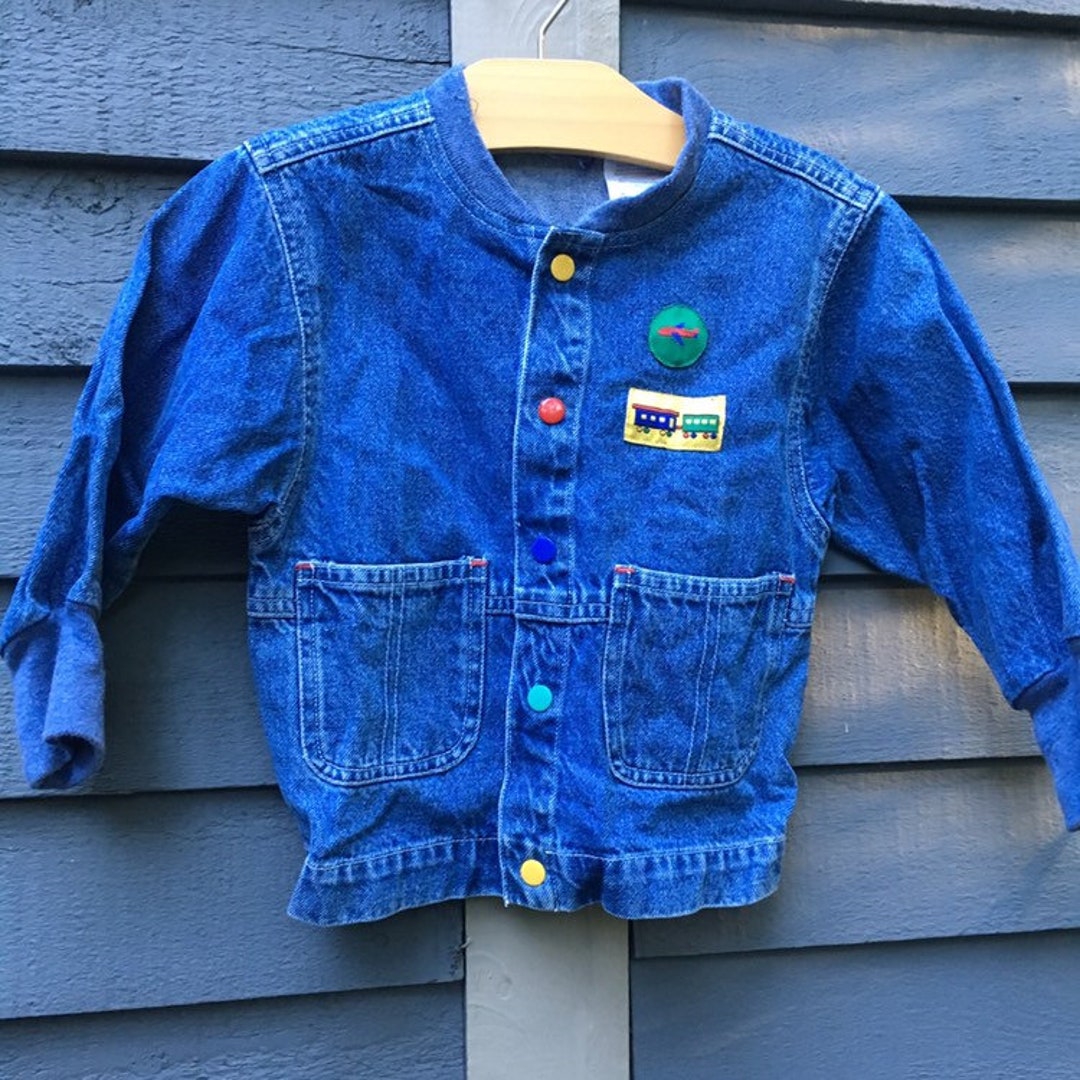 1980's 24mo. Toddler Denim Jacket With a Cute Train & Etsy