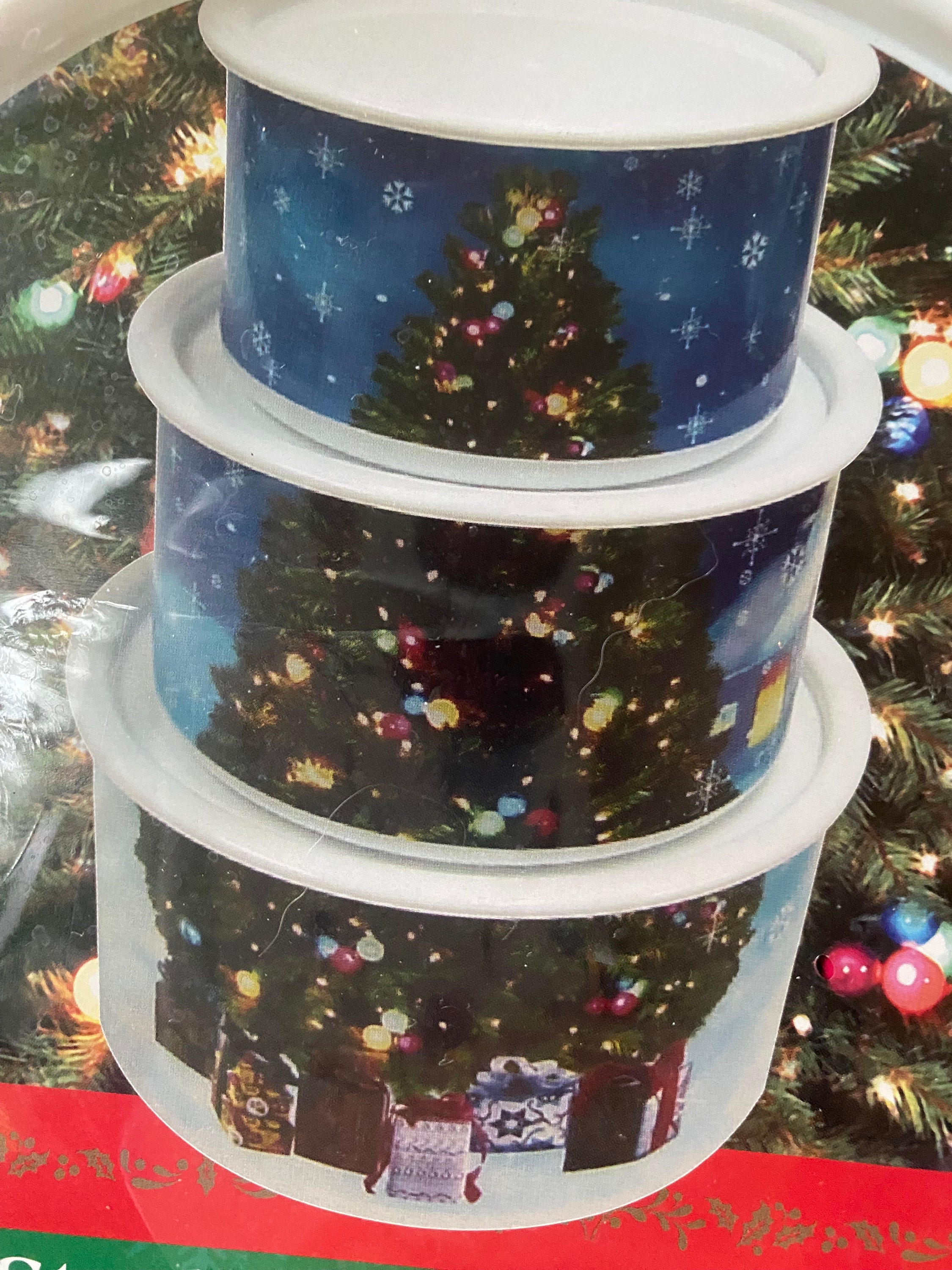 Set of 2 Acrylic Containers Stackable Christmas Holiday Cookies Treats &  More