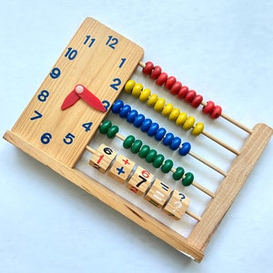 Kids Wooden adacus learning tool. 8” height.