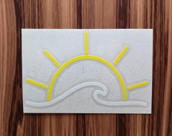Ocean Sun Wave Vinyl Decal Sticker, Beach Waves Decal, Car Decal, Vinyl Decal, Ocean Sun Vinyl Decal, Surfing Decal, Laptop Decal