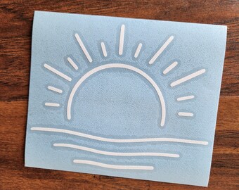 Ocean Sun Decal, Beach Waves Decal, Car Decal, Vinyl Decal, Ocean Sun Vinyl Decal, Surfing Decal, Laptop Decal