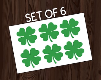 Shamrock Clover Vinyl Decal Sticker St Patricks Day Irish Decal, Set of 6 Shamrock Decals, Saint Patricks Day Decal, St Patricks Day Decor