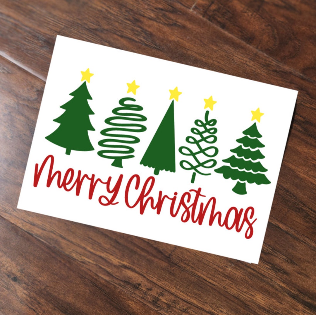 Merry Christmas Tree Decal Christmas Vinyl Decal Holiday Etsy
