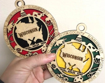 Wisconsin Wood Ornament