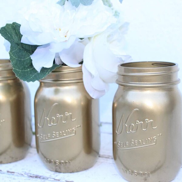 Gold Mason Jars Etsy