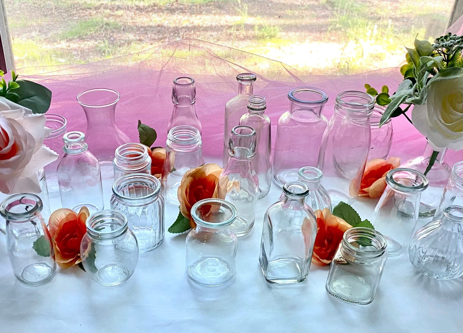 24 Bulk Small Glass Bud Vases / Bottle Vase/ Jars for Wedding Centerpiece, Glass Bud Vases
