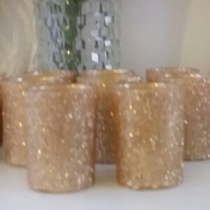 Set of 12 Gold Glitter votives, Glitter votive holders, tea light holders, gold Glitter votive holders