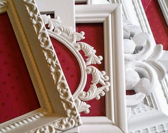 White Picture Frame Set, Shabby Chic Farmhouse Wall Gallery, Open Frames