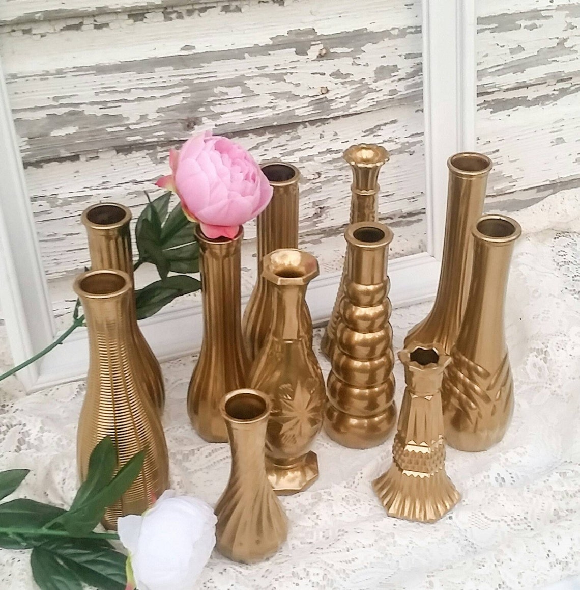 12 Gold Wedding Vases Bud Vasesvasesbridal Shower Etsy