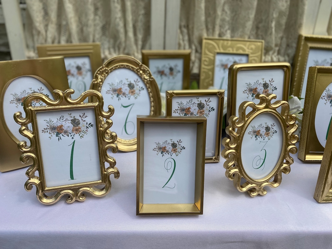 Sets of 5 Custom Orders Gold Framed Table Numbers Etsy