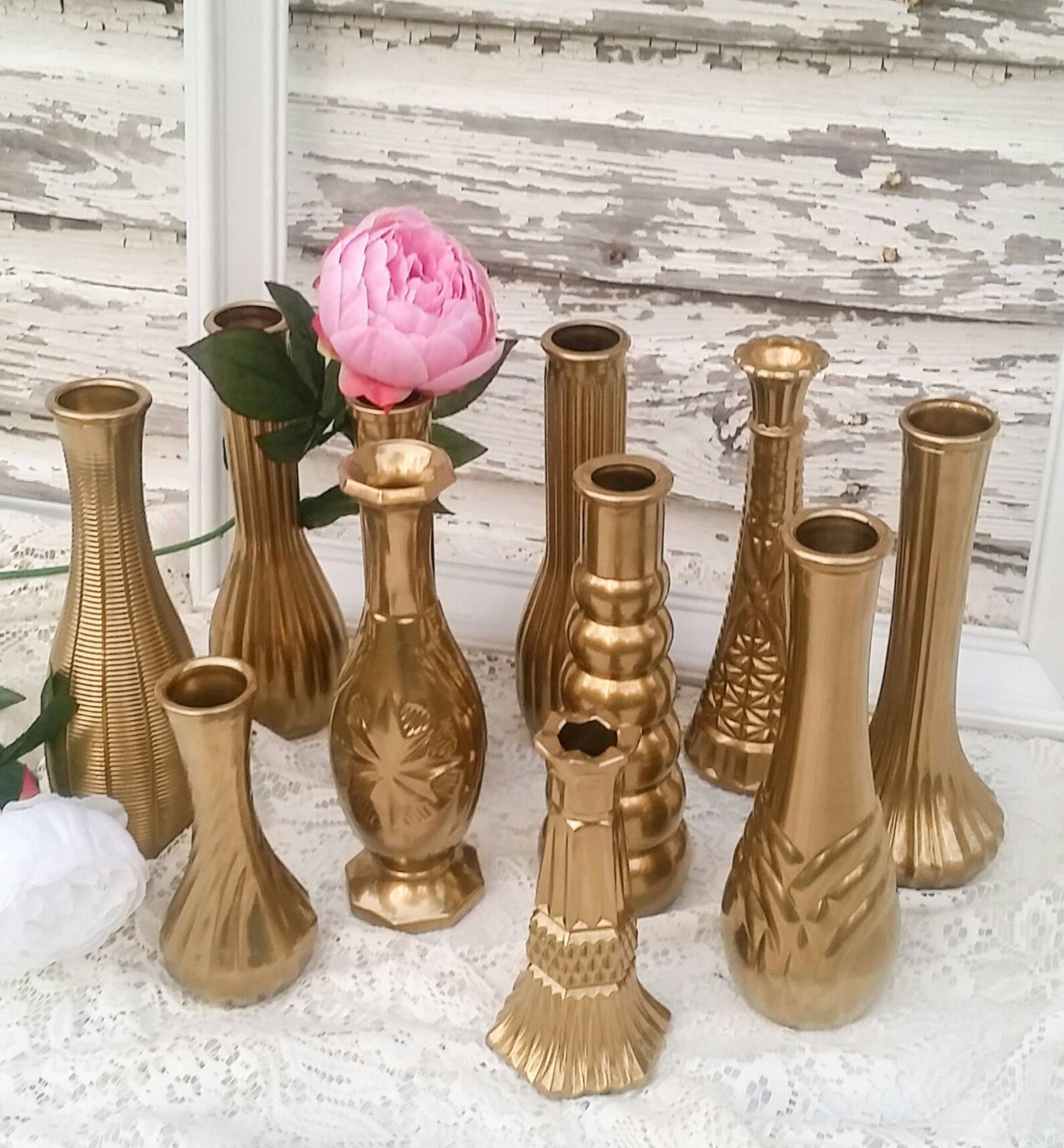 12 Gold Wedding Vases Bud Vasesvasesbridal Shower Etsy