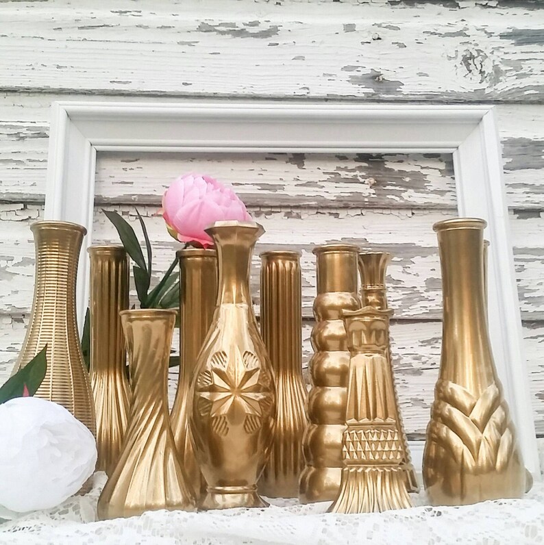 12 Gold Wedding Vases Bud Vasesvasesbridal Shower Etsy