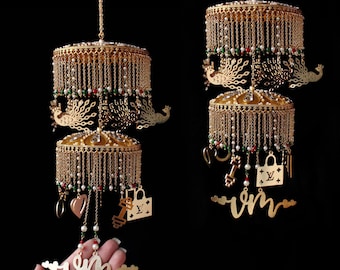 Personalised Love Story Charms Kaleere, Handmade Indian Punjabi Traditional Kaleere With Your Customised Charms And Bride Groom Logo Kaleera