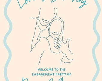 Letrero de bienvenida para fiesta de compromiso personalizado, dibujado a mano I Fiesta de compromiso I Fiesta de bodas I Despedida de soltera I Invitaciones personalizadas I Diseño personalizado