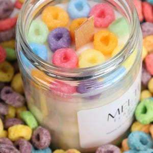 Fruity Loops Cereal Soy Candle | Sweet and Colorful Scented Soy Candle - Fun Breakfast Aroma