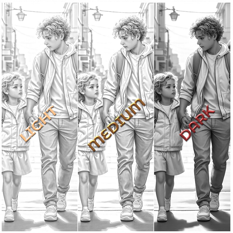 Big Brother Coloring Pages in Grey Tones - Etsy