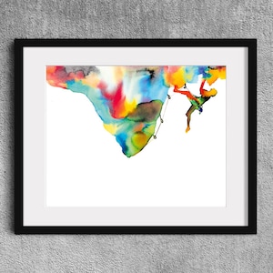 The overhang - Fine Art  Print rock climbing watercolor painting - Climber gift - extreme sport art - Bouldering painting
