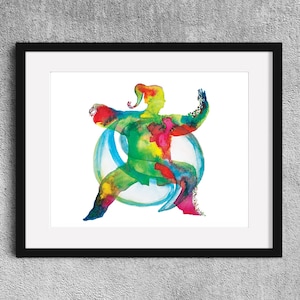 Tai Chi Watercolor Art Print: Taijitu Lady, Quigong Martial Art