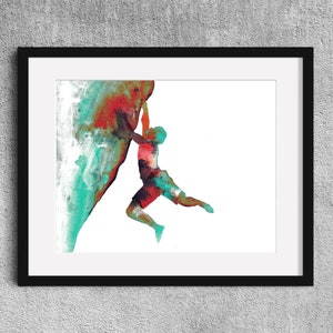 Rock Climbing Watercolor Art Print: Extreme Sport Gift