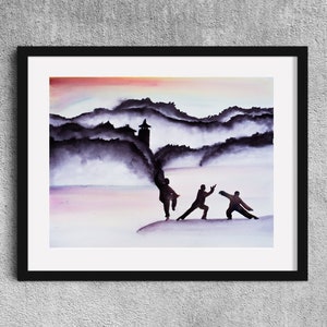 Tai Chi Watercolor Art Print: Morning Practice, Quigong Martial Art
