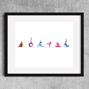 The alignment - Fine Art  Print yoga watercolor painting - Yoga gift