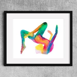 The contortionist-Fine Art  Print yoga / gymnastics watercolor painting - Yoga gift - Contortion gift - Contorsion art
