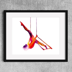 La trapéziste - Trapeze circus art - Fine Art  Print watercolor painting - Trapeze artist gift - Circus gift